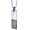 Silver & Blue Enamel 26" Dog Tag Necklace