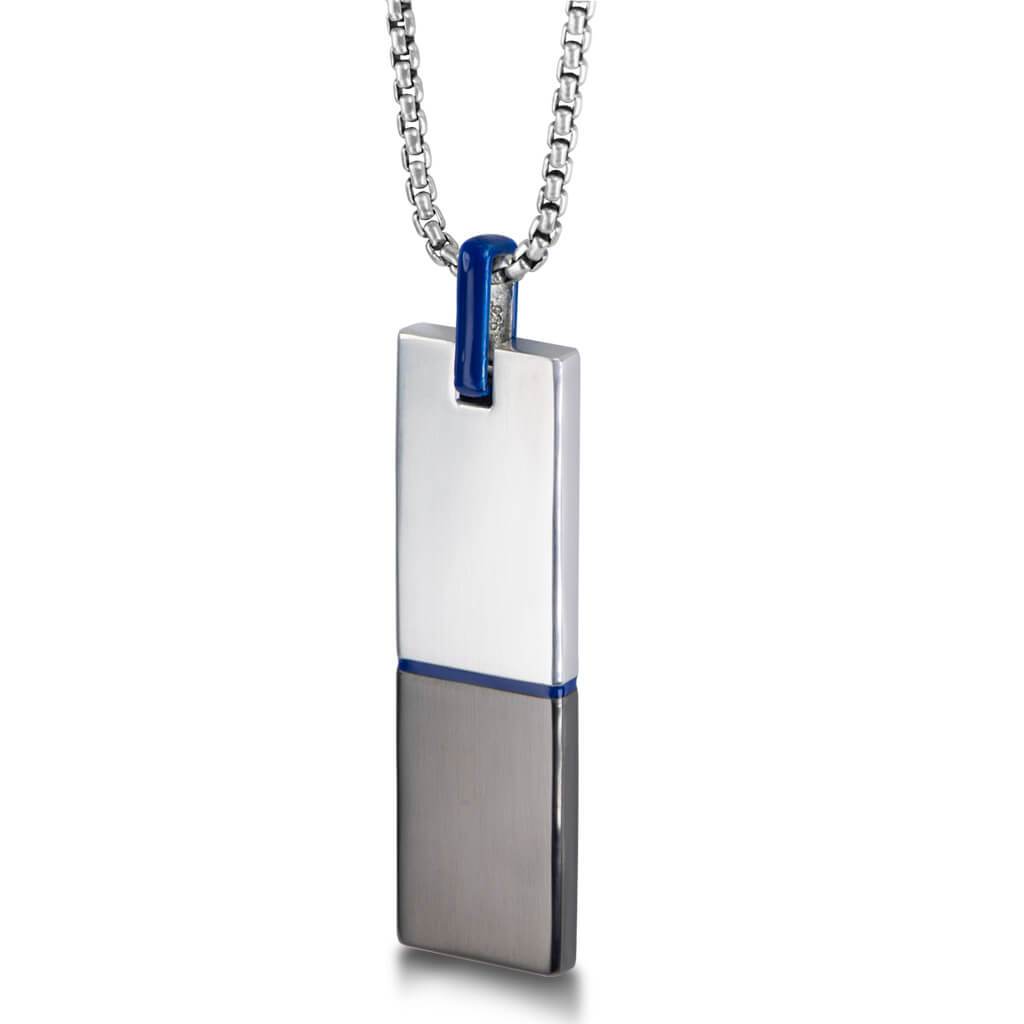 Men's Jewelry - Stainless Steel Fish Hook Dog Tag Necklace from