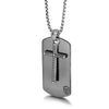 Black Ruthenium & Silver Dog Tag 26" Necklace with Cross