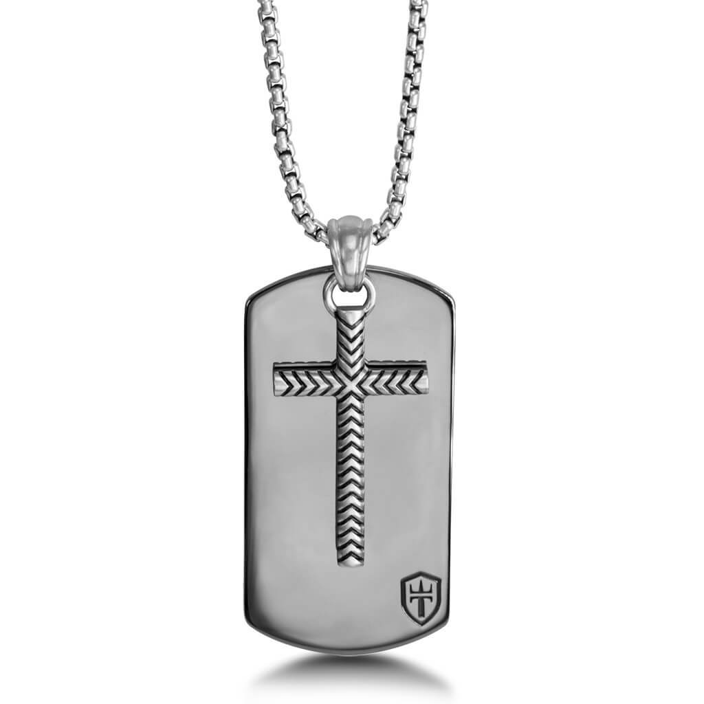 Silver Dog Tag 26 Necklace with Hammer Finish