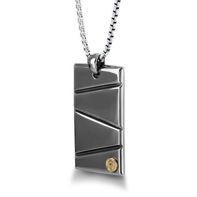 Silver with Black Ruthenium & Gold Plate 26" Dog Tag Necklace
