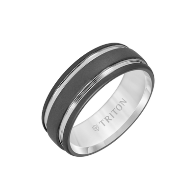 8MM Mens Tungsten Grey Wedding Ring
