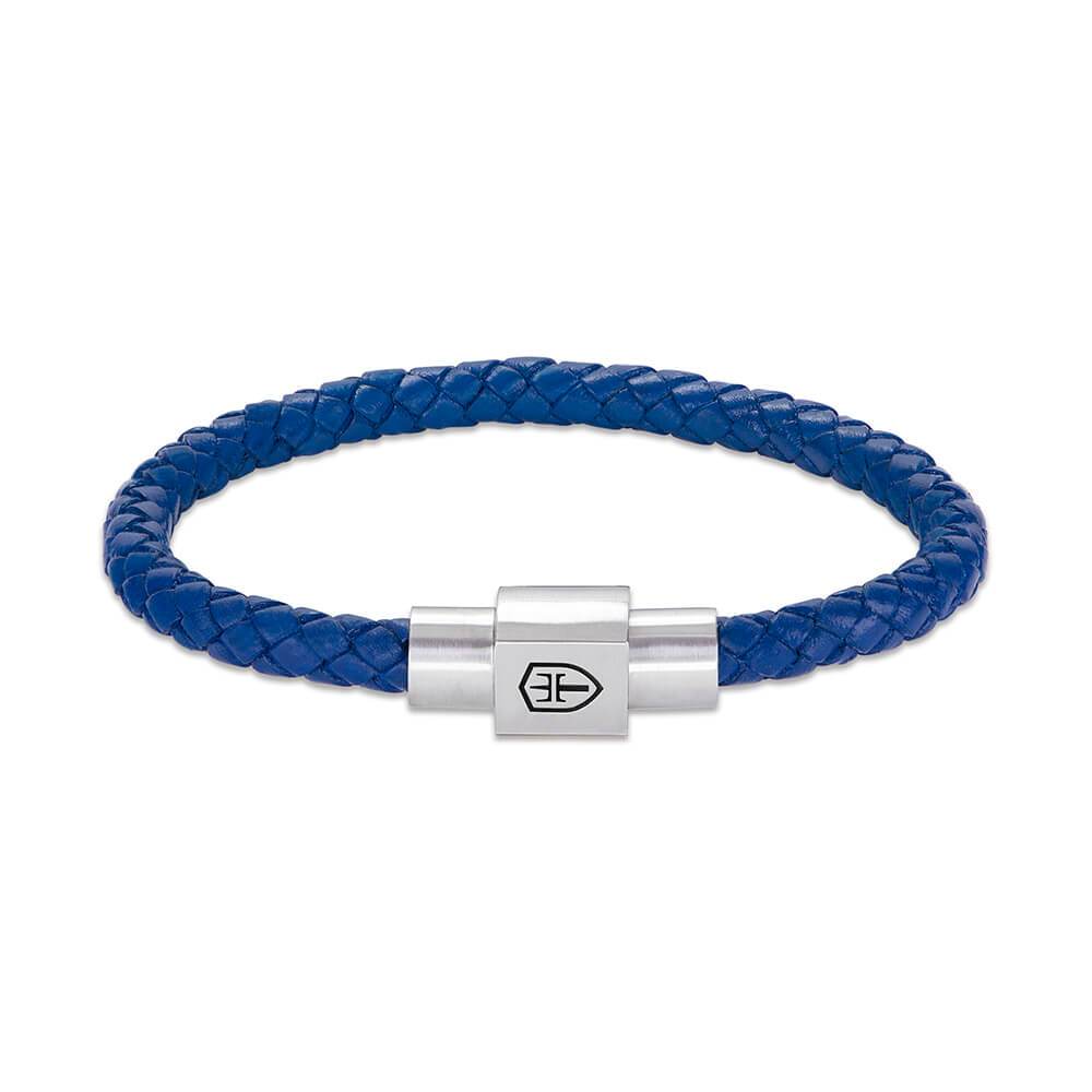 Navy Blue Braided Leather Bracelet