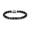 Green Tiger Eye & Black Onyx Bead 8.5" Bracelet with Black Spinel Rondels