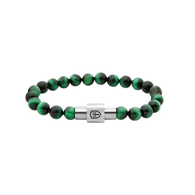 Green Jasper Beads With Black Rhodium Plated Magnetic Closure