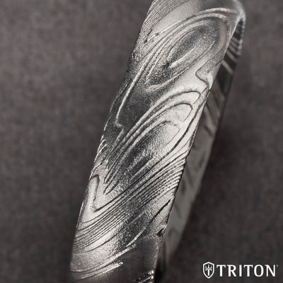 6MM Solid Damascus Steel Ring - Dome Profile