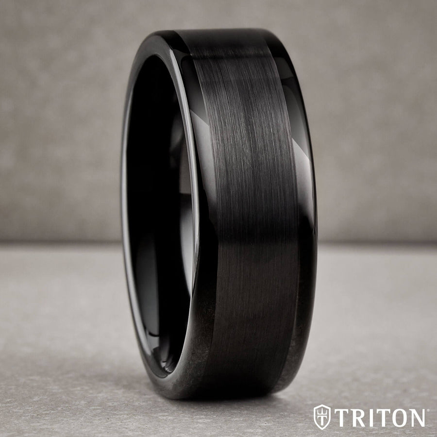 8MM Tungsten Carbide Ring - Satin Finish Flat Center and Round Edge